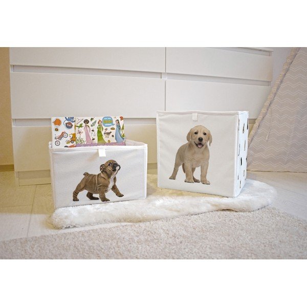 Organizator de jucării pentru copii alb din material textil 32x32x32 cm The Cutest Ones – Butter Kings-image-1