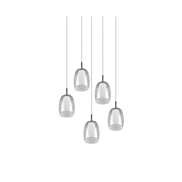 Lustră argintie cu abajur din sticlă ø 48 cm Barret – Trio Select-image-3