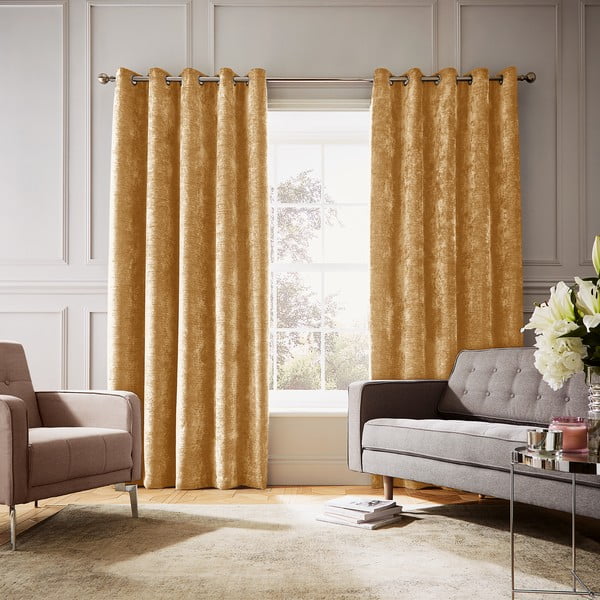 Draperii galbene termoizolante 2 buc. din janilie 117x183 cm Selene Luxury Chenille – Hyperion-image-1