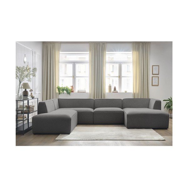 Colțar modular gri închis (cu colț pe partea stângă/în formă de "U") Megeve – Bobochic Paris-image-4