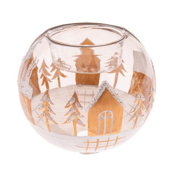 Sfeșnic din sticlă  cu model de Crăciun Snowy Land – Dakls