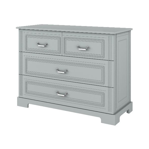 Comodă cu 4 sertare și mânere din porțelan BELLAMY Ines, gri