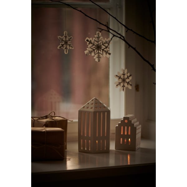 Felinar din ceramică Kähler Design Long Church, înălțime 10 cm, alb-image-1