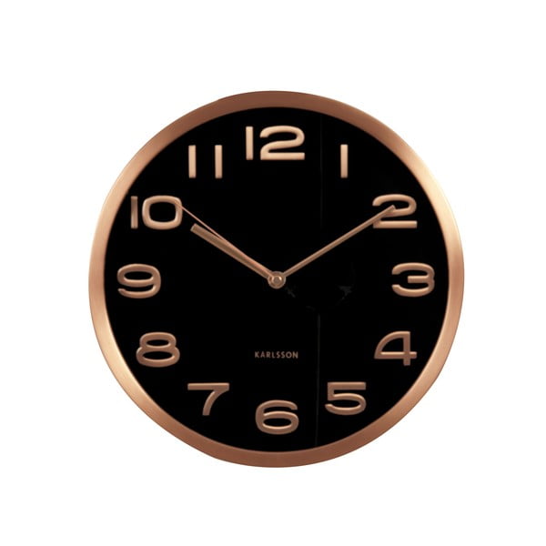 Ceas de perete Present Time Maxie Copper, negru 