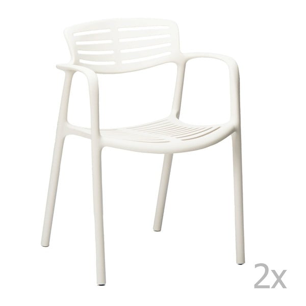 Set 2 scaune grădină, cu cotiere, Resol Toledo Aire, alb 