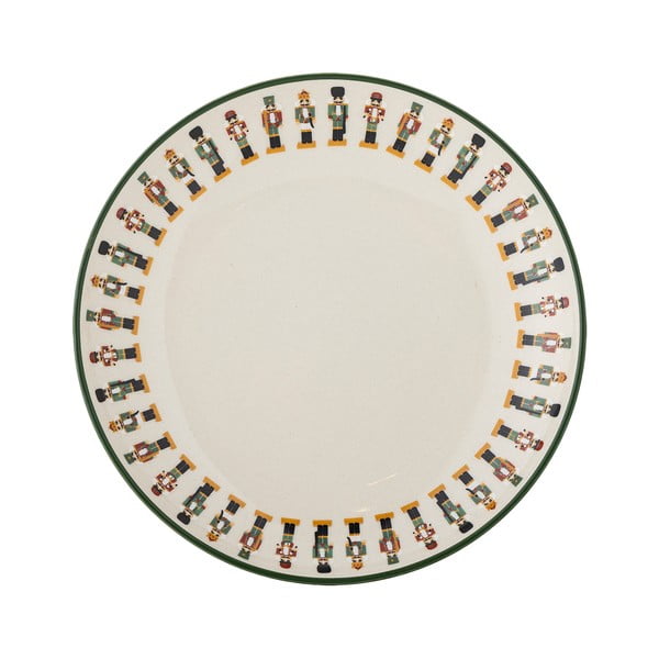 Farfurie crem pentru desert  din gresie ø 16 cm  cu model de Crăciun Jolly – Bloomingville
