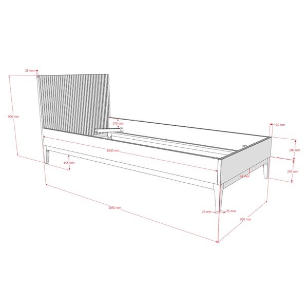 Pat în culoare naturală închisă din  placă aglomerată de lemn cu aspect de lemn de nuc fără somieră 90x200 cm Ilyas – Vipack-image-2