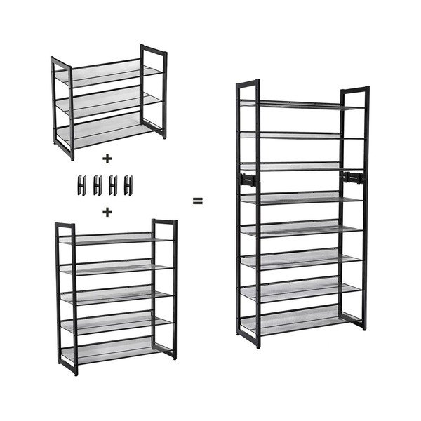 Suport metalic pentru 15 perechi de pantofi Songmics, negru-image-4