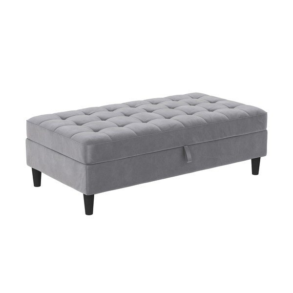 Taburet gri cu tapițerie din catifea Presley – Støraa-image-2