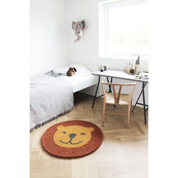 Covor cu bile din lână pentru camera copiilor Wooldot Ball Rugs Lion, ⌀ 90 cm-image-4