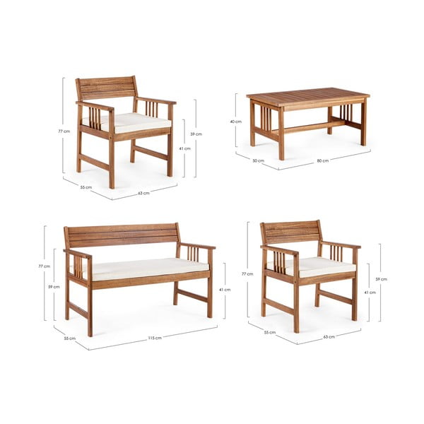 Set mobilier de grădină în culoare naturală închisă din lemn de acacia pentru 4 persoane Noemi   – Bizzotto-image-3