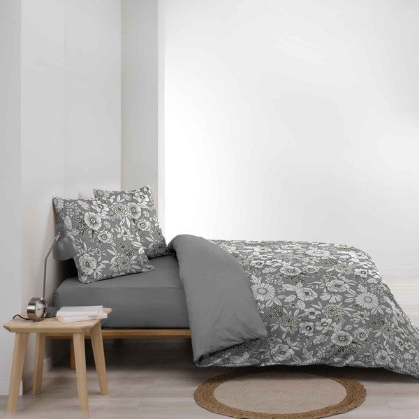 Lenjerie de pat albă/gri din bumbac pentru pat dublu/extinsă 240x220 cm Milady – douceur d'intérieur-image-1