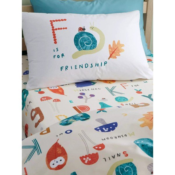 Cearceaf pentru copii pentru pătuț cu elastic 70x140 cm Woodland Alphabet – RHS-image-1