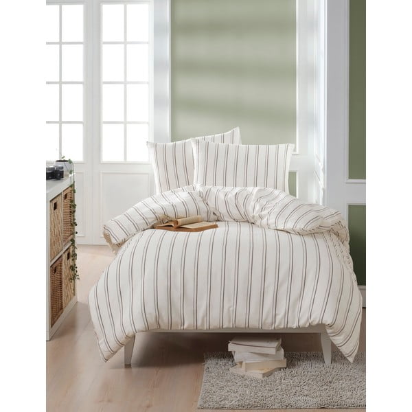 Lenjerie de pat bej/crem pentru pat de o persoană 140x200 cm Hamilton – Mijolnir