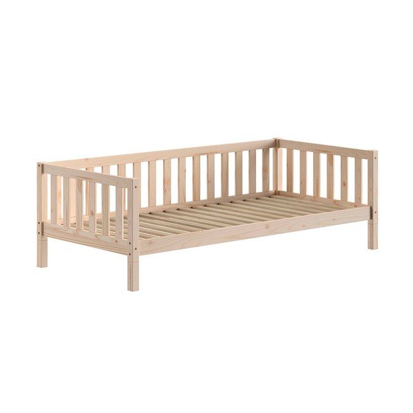 Pat pentru copii  în culoare naturală din lemn de pin cu somieră 90x200 cm Dallas – Vipack