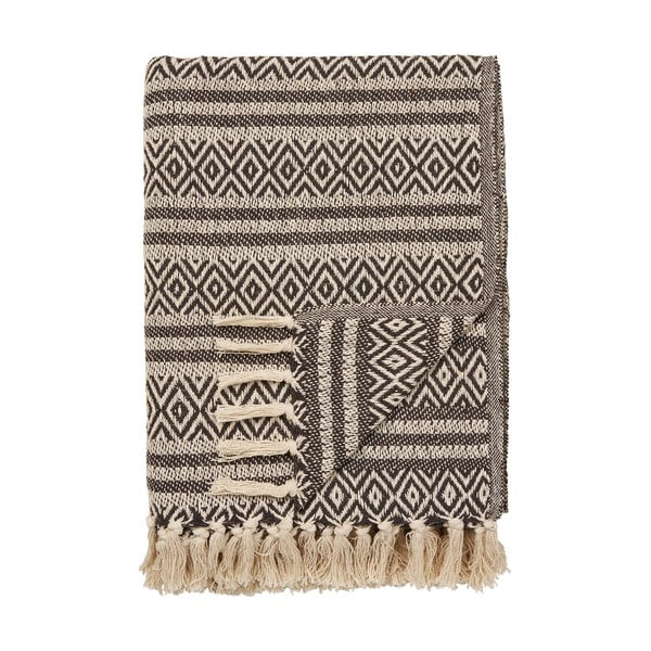 Pătură maro din bumbac reciclat 130x180 cm Adana – House Nordic