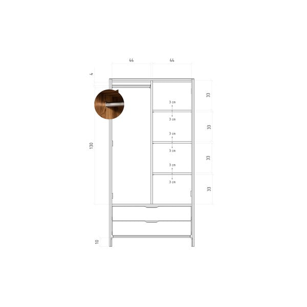 Șifonier în culoare naturală din lemn   de stejar 90x188 cm Twig – The Beds-image-4