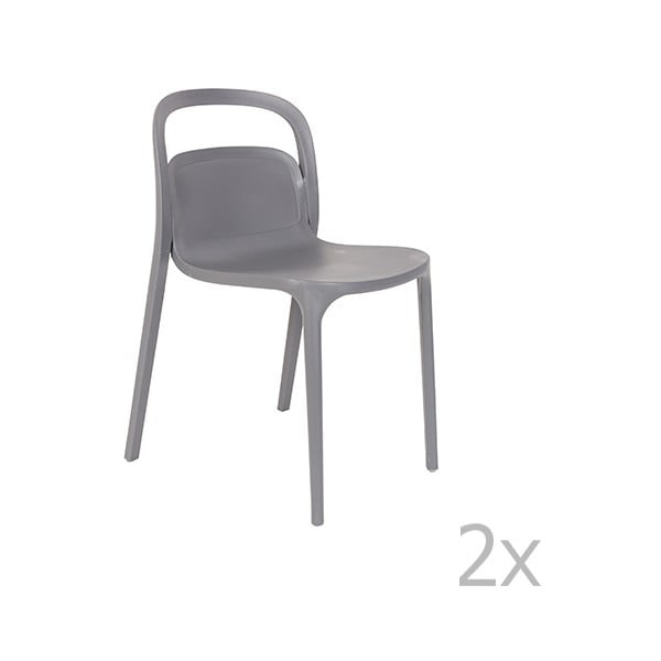 Set 2 scaune White Label Rex, gri