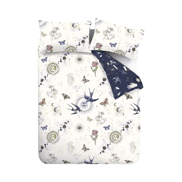 Lenjerie de pat albastră-crem pentru pat dublu 200x200 cm Astrology – Sassy B