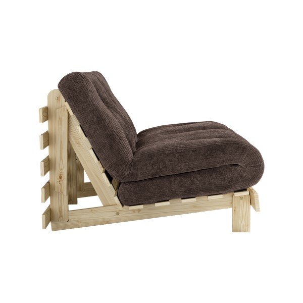 Canapea maro închis extensibilă cu tapițerie din catifea reiată  140 cm Roots – Karup-image-4