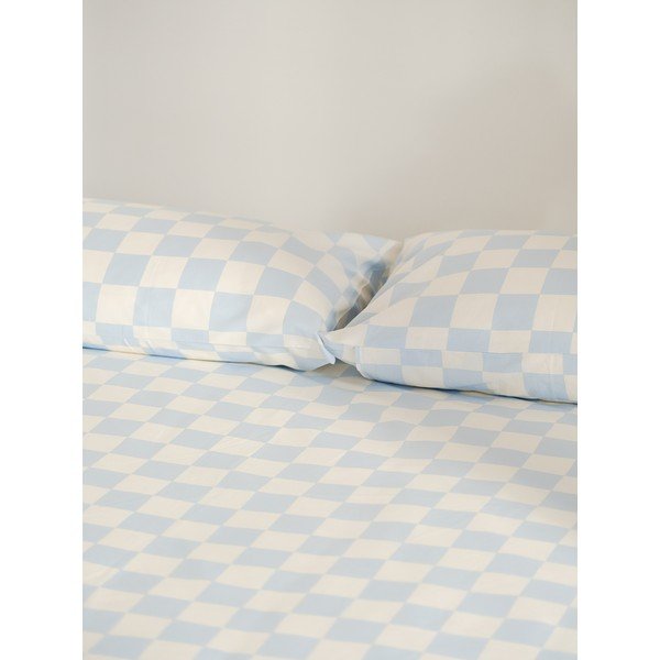 Husă de pilotă albastru-deschis/crem din bumbac satinat pentru pat de o persoană 140x200 cm Plu – noo.ma-image-2