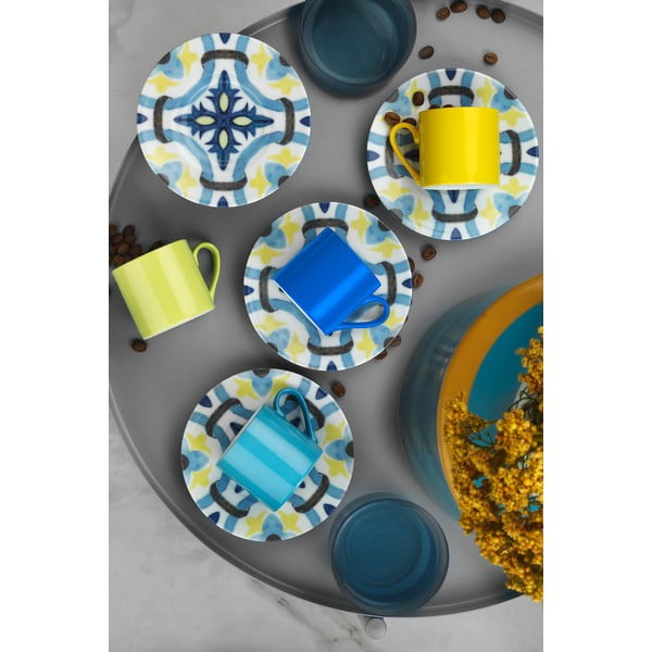 Set 4 cești cu farfurioară Kütahya Porselen Geometric, 90 ml-image-1