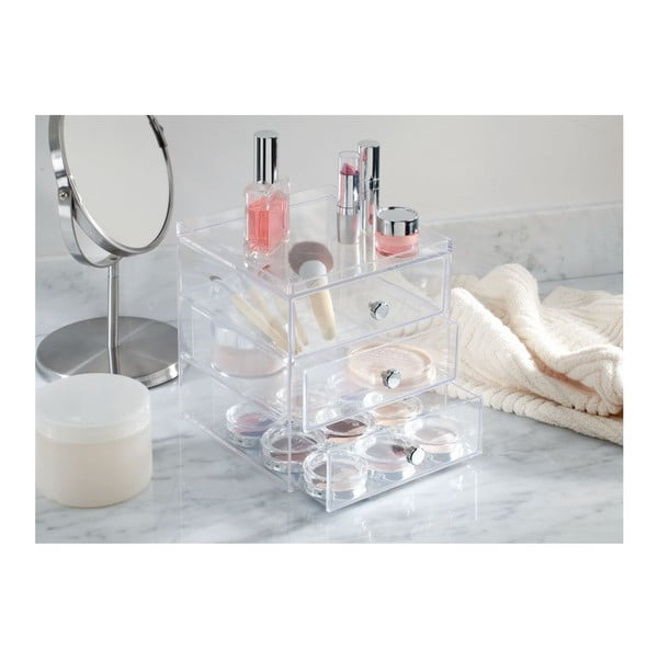 Organizator transparent cu 3 sertare iDesign Drawers, înălțime 18 cm-image-1