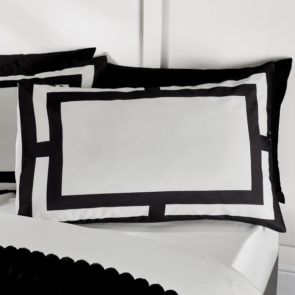 Lenjerie de pat alb-negru pentru pat dublu 200x200 cm Mono Panel – Catherine Lansfield-image-1