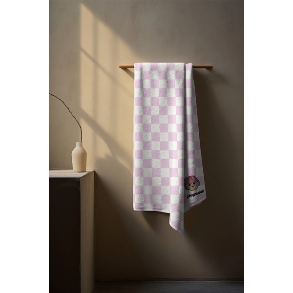 Prosop  pentru copii roz din bumbac 75x140 cm Checkerboard – Playmobil-image-1