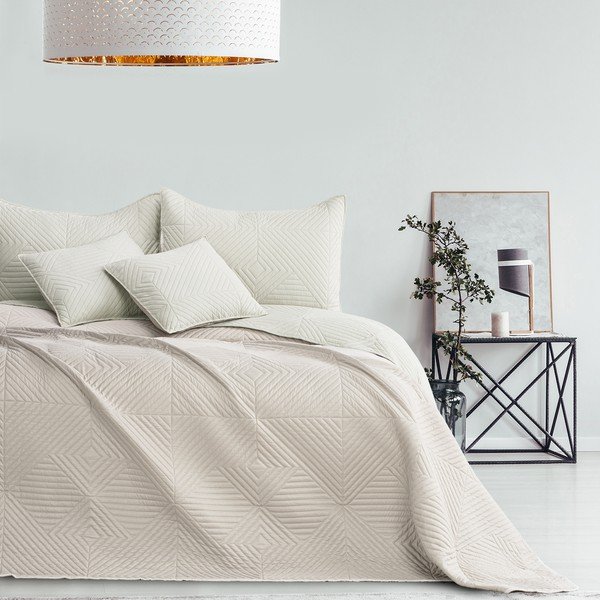 Cuvertură crem matlasată din microfibră 220x240 cm Softa – Restilo-image-2