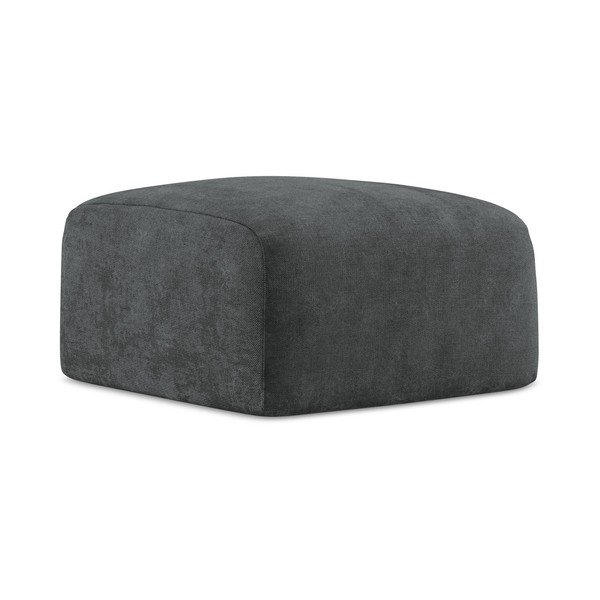 Taburet gri închis cu tapițerie din chenille Leila – Makamii-image-3