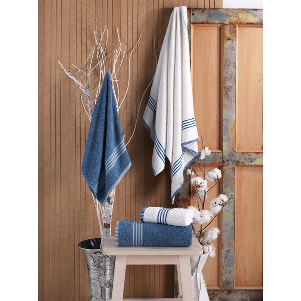 Prosoape de baie albe/albastre 4 buc. din bumbac – Mila Home-image-3