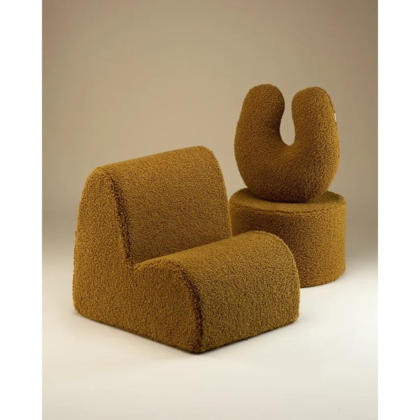 Pernă decorativă pentru copii maro cu tapițerie din țesătură bouclé U – Wigiwama-image-4