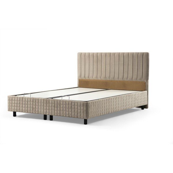Pat bej tapițat cu spațiu de depozitare cu somieră 120x200 cm Safir – Kalune Design