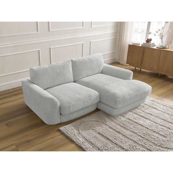 Colțar gri deschis cu tapițerie din chenille (cu colț pe partea dreaptă/cu șezlong) Leonore – Bobochic Paris-image-3