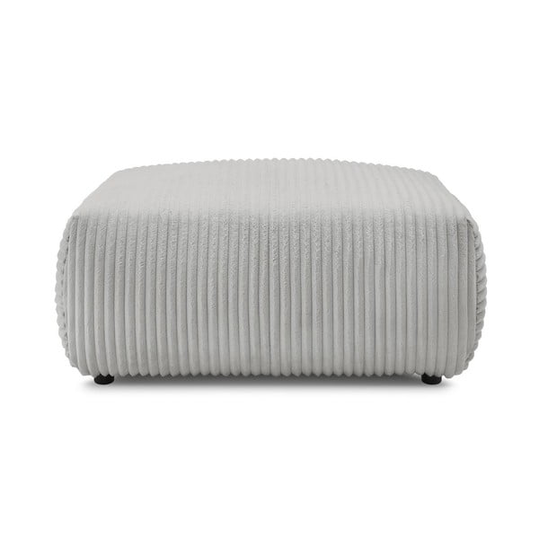 Taburet gri deschis cu tapițerie din catifea reiată Lucien – Bobochic Paris