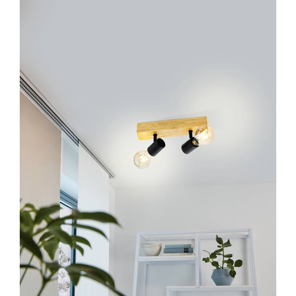 Plafonieră neagră/în culoare naturală 5x30 cm TOWNSHEND 3 – EGLO-image-1