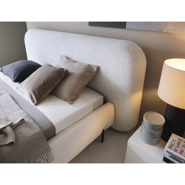 Pat matrimonial bej tapițat cu spațiu de depozitare cu somieră 160x200 cm Pointt – ELTAP-image-3