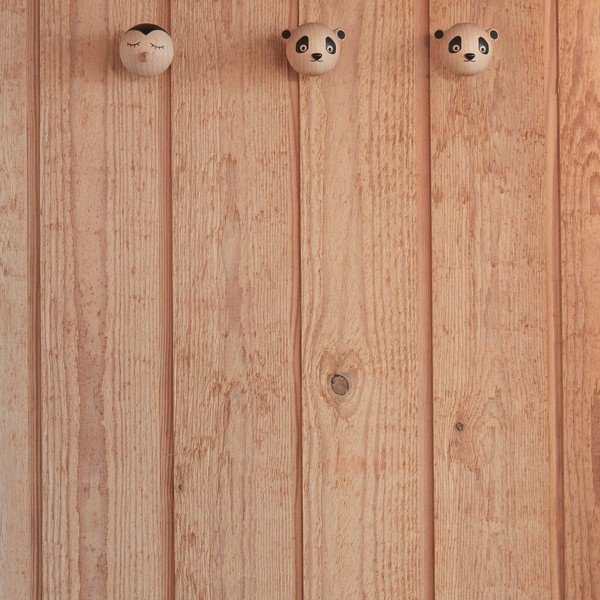 Cârlig în culoare naturală de montat pe perete din lemn de fag Panda – OYOY Mini-image-2