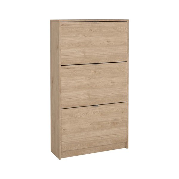 Pantofar în culoare naturală cu deschidere înclinată cu aspect de lemn de stejar 70x124x24 cm Shoes – Tvilum
