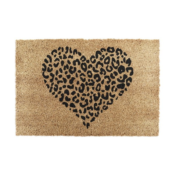 Covoraș de intrare din fibre de nucă de cocos 40x60 cm Leopard Heart – Artsy Doormats