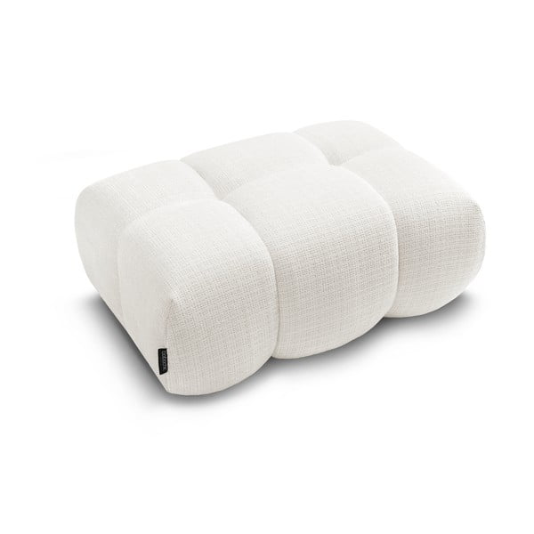 Taburet alb cu tapițerie din chenille Ivane – Bobochic Paris-image-4