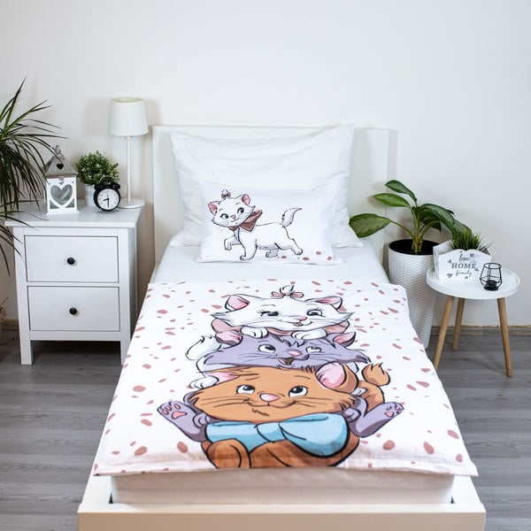 Lenjerie de pat pentru copii albă din bumbac pentru pătuț 100x135 cm Marie Cat "Friends" – Jerry Fabrics-image-1