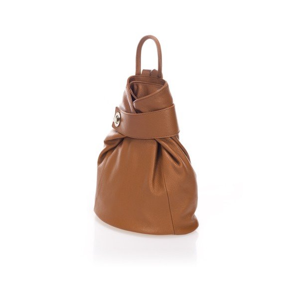 Rucsac din piele Lisa Minardi Narni, maro coniac-image-2