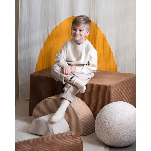 Teren de joacă din spumă maro 3 buc. din catifea reiată înălțime 37 cm 75x49 cm Rainbow Montessori – Wigiwama-image-2