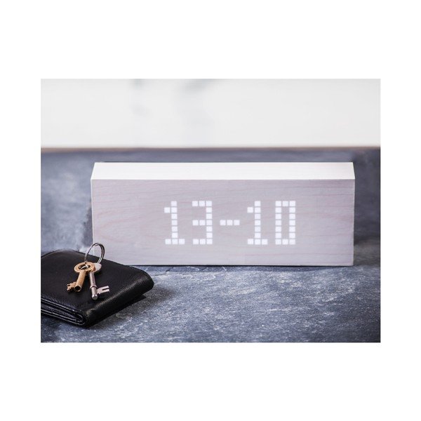 Ceas deșteptător cu LED Gingko Message Click Clock, alb-image-3