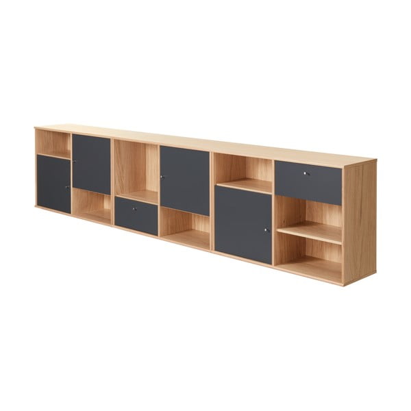 Comodă joasă neagră cu aspect de stejar  267x61 cm Mistral - Hammel Furniture-image-3