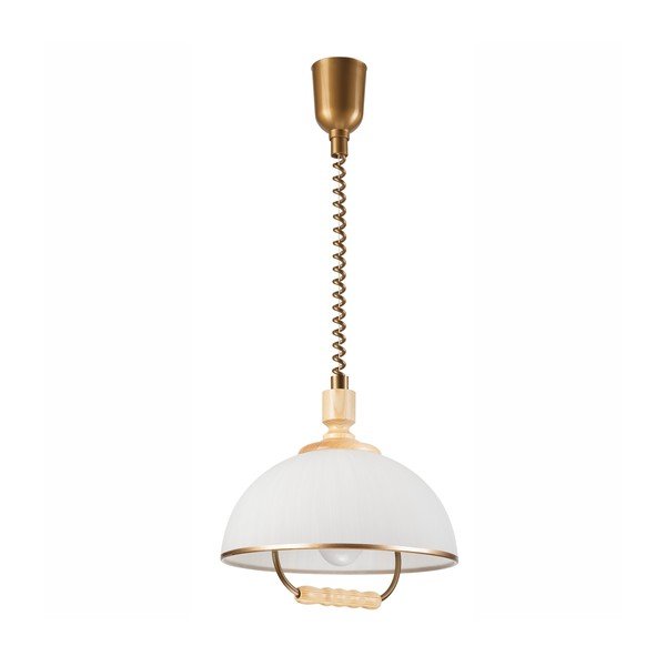 Lustră în culoarea bronz/în culoare naturală cu abajur din sticlă ø 30 cm Ramona – LAMKUR