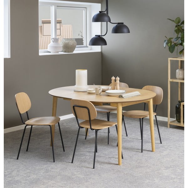 Masă de dining rotundă extensibilă cu aspect de lemn de stejar cu blat suplimentar ø 115 cm Montreux – Actona-image-1