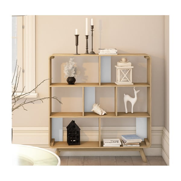 Bibliotecă în culoare naturală cu aspect de lemn de stejar 122x126 cm Caitlin – Støraa-image-4